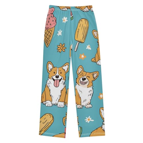 Corgi Dog Ice Cream Boys Long Pants Soft Trousers Elastic Waist Kids Lounge Bottoms with Pockets S-XL - Main Image