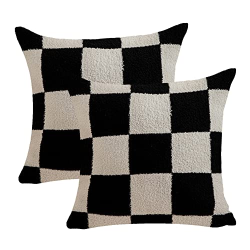 NIDITW Set of 2 Ultra Soft Checkerboard Throw Pillow Cover Microf...