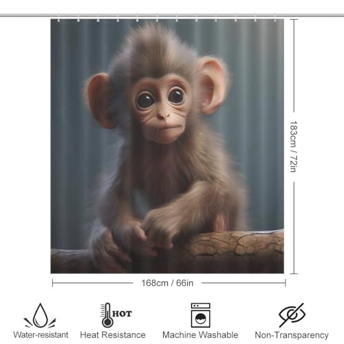 Rideau de douche singe 100% polyester haute densité lavable 168x183 cm