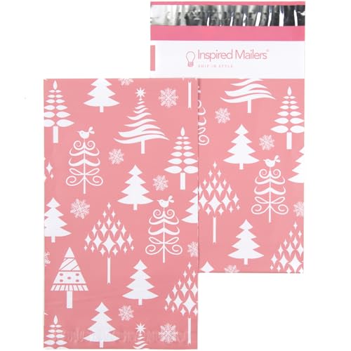 Image of Inspired Mailers - Holiday Poly Mailers 6x9-100 Pack - Christmas Trees (Rose Gold) - Small Holiday Mailers - Cute Packaging Bags for Shipping - Christmas Poly Mailer 6x9