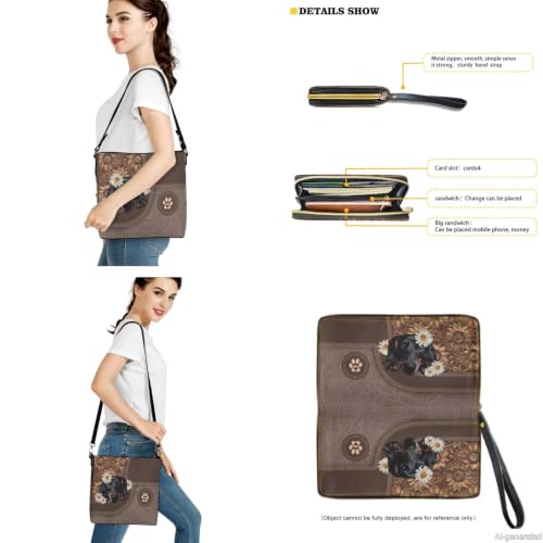 Image of Bucket Crossbody Bag Set for Women Lady, Leather Purse and Wallet Set Large Bucket Bag with Wallet