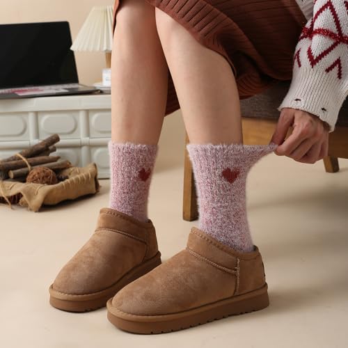 Image of SISOSOCK 5 Pairs Fuzzy Soft Cozy Comfortable Socks for Women, Casual Sleep Comfy Socks, Perfect Warm Winter Gifts for Women
