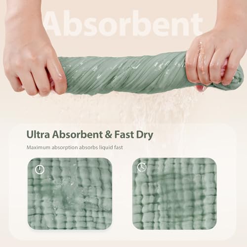 Image of Unnivoll Hooded Baby Towels for Newborn - 2 Pack, 100% Muslin Cotton, Baby Bath Towels with Hood, Soft and Absorbent for Boys, Girls Infant, Toddler and Kids, Large 32x32 Inches, Newborn Essential