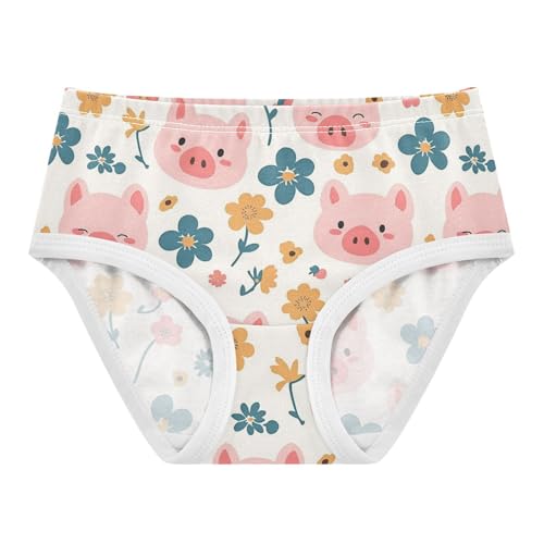 Wusikd Cute Pig Girls' Underwear Cotton Colorful Flowers Girls Briefs Soft Toddler Underwear 2T