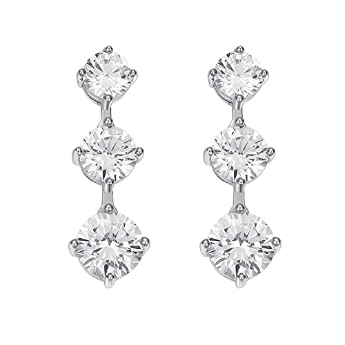 Pendientes clásicos Simples de moissanite Colgan, chisporroteo de Piedras Preciosas Redondeadas para la Fiesta