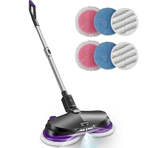 iDEEBO Kabellos Elektrischer Mopp, Elektrischer Wischmopp Kabellos mit Sprühfunktion, LED Beleuchtung, 300ml Wassertank, Bodenwischer Elektrisch für Wischen, Schrubben und Polieren