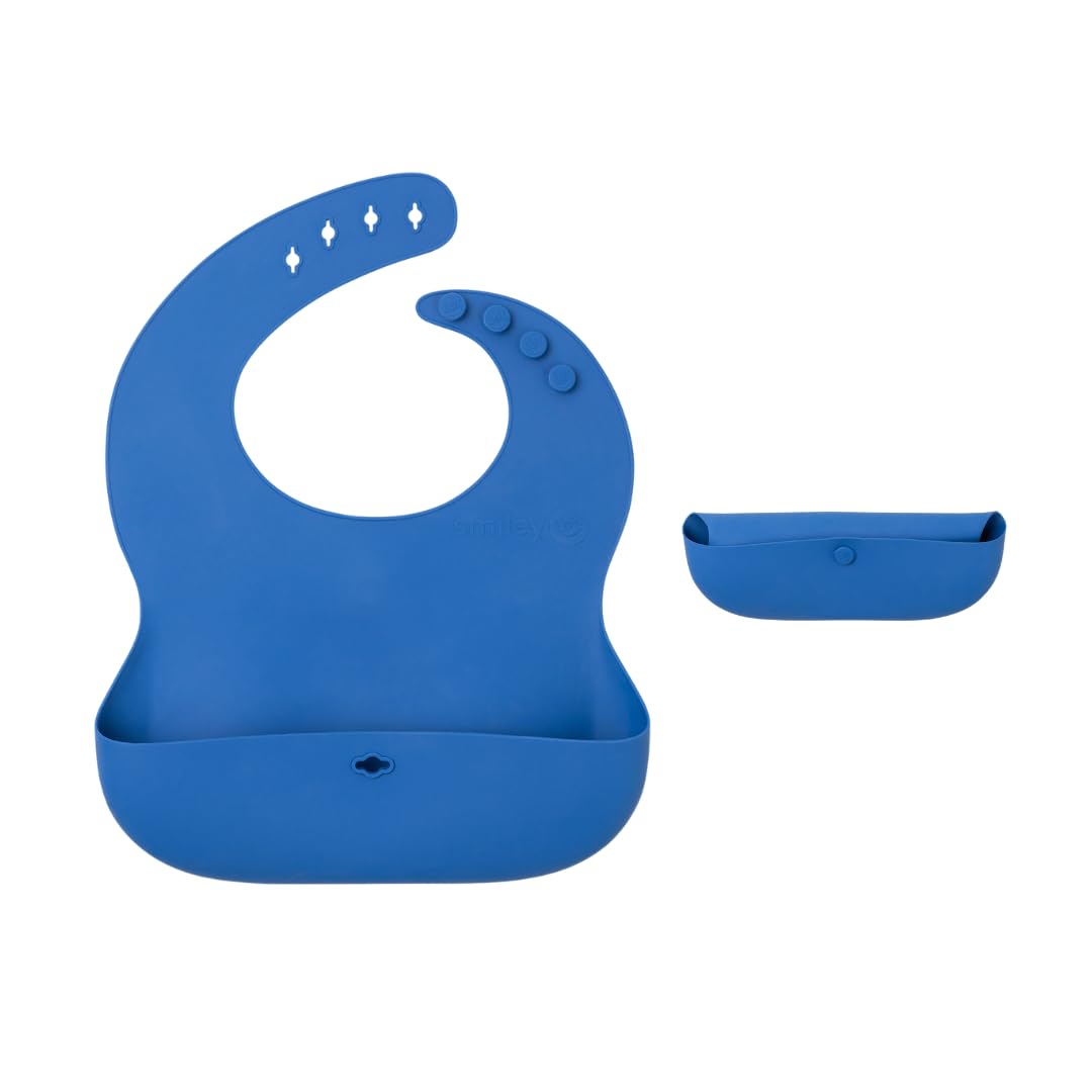 SmileyTot Silicone Baby Bib | BPA Free Durable Food Catcher bib for babies and toddlers. Waterproof and adjustable.