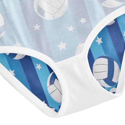 Volleyballs Blue Stripes Toddler Girl Undies, Cotton Underwear for Girls, 2T–8 Years4