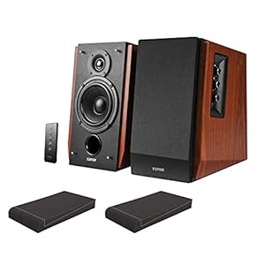 Edifier Studio R1700BT 2.0 luidsprekersysteem Wood ISO Set (actief luidsprekerpaar met Bluetooth & infrarood afstandsbediening incl. 2 absorberende platen) bruin