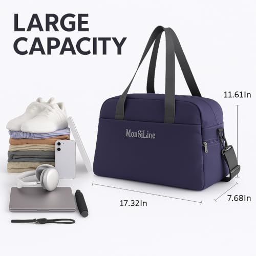 Gym Bag for Women Men with Shoe Compartment, Waterproof Small Duffle Bag for Travel, Sports, Weekend Lightweight Carry On Tote Bag (Blue)2