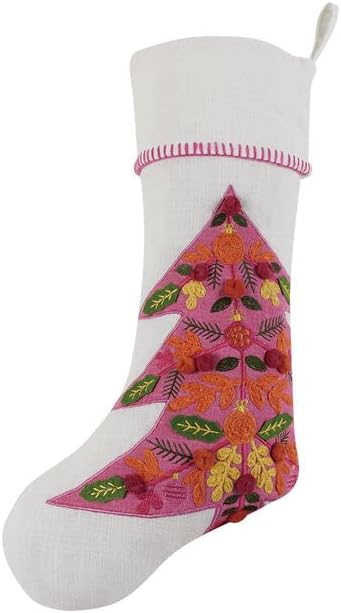 Peking Handicraft Merry Tree Stocking, 20-inch Length, Cotton, Poly, Christmas, Home Décor, Holiday Tradition
