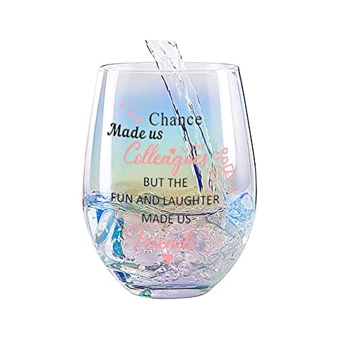 Colleagues Iridescent Stemless Wine Glass, Chance Made Us Colleagues, Funny Present for Colleagues Coworkers Women Friends Personalised Leaving Thank You Retirement Gifts Birthday New Job Christmas Cover