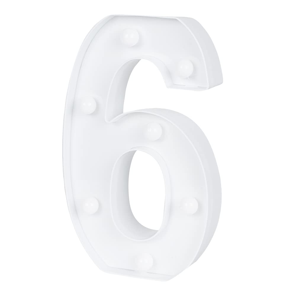 Restaurantware White Led Marquee Number Sign, 7.1 x 1.2 x 8.7 In
