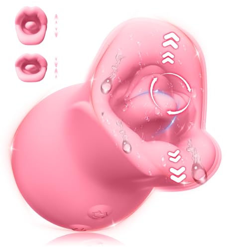 Vibrator Adult Sex Toys for Women, 3IN1 Silicone Mouth Tongue Clitoral Stimulator Rose Sex Toy with 10 Licking Biting & Vibrating Modes, Anal Clit Nipple Vibrators for Female Male Couples Sex Toys