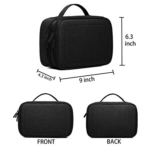 Electronics Travel Organizer, Double Layer Cable Organizer Bag, Waterproof Portable Electronics Accessories Case Storage for iPad Mini, USB C Hub, Charger Cord,Flash Drive,Phone, Gift for Him, Black