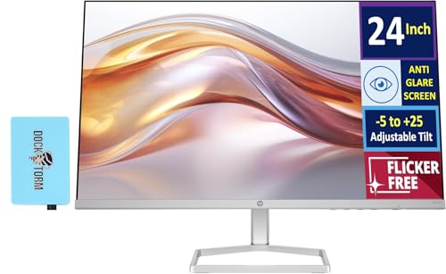 Image of HP Series 5 524sf Monitor (Replaces M24f) 24 inch IPS FHD 300 nits Display | Adjustable Tilt, Flicker Free, Anti-Glare, 1x HDMI, Black /Silver w /Dockztorm HUB USB Port Expander (2 Pack)