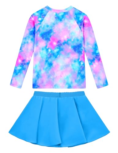 Image of Snowheart Girls Rash Guard Swimsuit Set Long Sleeve Bathing Suit Two Piece 3-12 Years