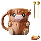 Highland Cow Ice Pint Holder,Ice Cream Pint Sleeves Cover with Handle,Cute Animal Ices Creams Cooler Container, Highland Cow Lover Gifts