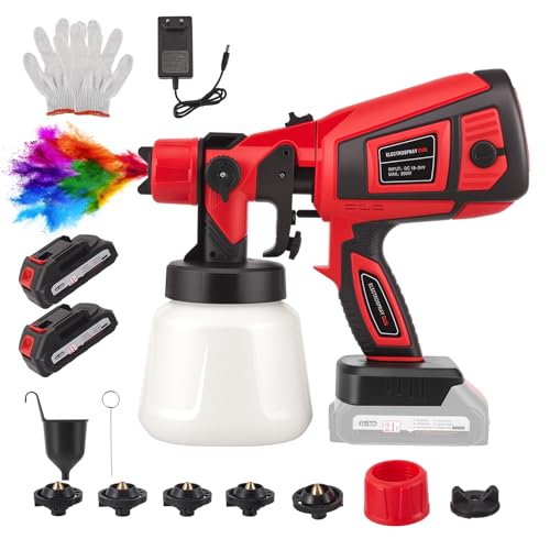 Pistolet a Peinture sans Fil avec Batterie,Pistolet Peinture Electrique 200W 1000ML avec 5 Buses et 3 Modes,pour Murs,Plafonds,Meubles,Clôtures,Armoires,Décorations,Vernis et Latex