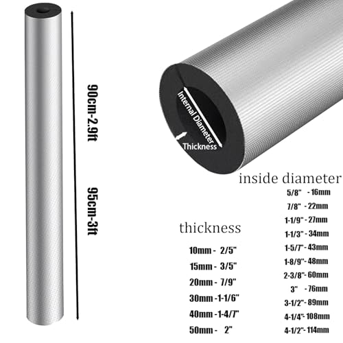 Tubo isolante in schiuma autoadesiva – involucro in foglio di alluminio (ID 16-114 mm) per protezione invernale dal gelo dei tubi di spruzzatore e scaldabagno (22 mm x 20 mm x 95 cm)