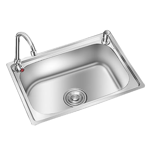 Fregadero De Cocina Pequeño Empotrable y Sobre Encimera 1 Cubeta, Simple De Lavabo Bajo Encimera Con Grifo, Fácil de Limpiar (38x33cm)