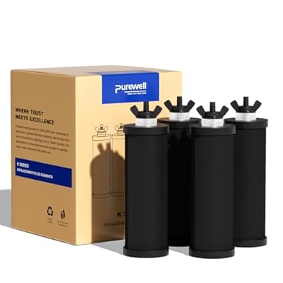 Purewell PF-3 Black 3-Stage Composite Purification Elements, Replacement Filters for ProOne® and Berkey® Filters, ProOne® or Berkey® Big+ Water Filter System and Purewell System (4 Pack, K Series)