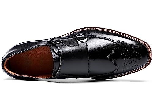 Santimon Mens Loafers Silp On Formal Dress Genuine Leather Double Buckle Monk Strap Loafers Fashion Comfort Business Shoes for Men3