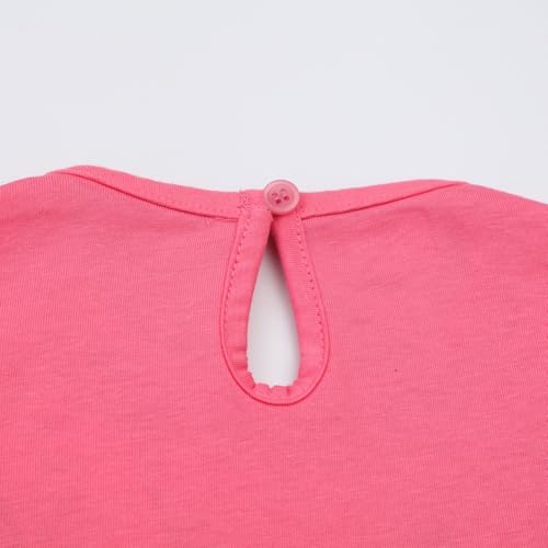 Image of Hongshilian Toddler Girls Longsleeve Dress Cotton Jersey Casual Dresses Cartoon Applique