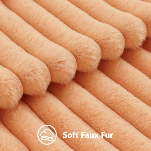 Image of decorUhome Fall Faux Fur Throw Pillow Covers 26x26 Set of 2 Light Orange