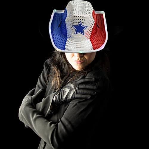 GiftExpress-Light-Up-Patriotic-Cowboy-Hat-Red-White-Blue-Sequin-Cowgirl-Hat-wFlashing-LED-USA-Western-Rodeo-Theme-Party-Costume-for-Women-and-Man-Adult-Size