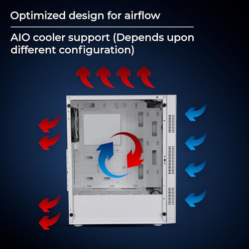 Image of ZEBRONICS Slayer Mid-Tower Premium Gaming Cabinet ATX /MicroATX /MINI ITX, 3X 120mm Front + 1x 120mm Rear Fan, Halo Glow Ring RGB Fans, RGB LED Modes, Tempered Glass Side Panel, USB 3.0