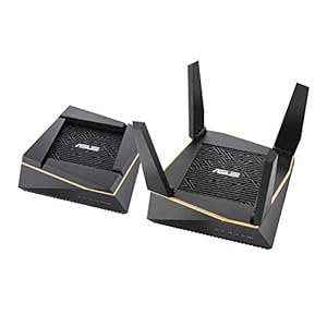 Asus Ai Mesh WLAN System (RT-AX92U, 2in1 Set, WiFi 6 für Mesh-Backbone, WiFi 1-5 für Client-Verbindung, 4x Gigabit LAN, App Steuerung, unterbrechungsfreies Roaming, AiProtection)