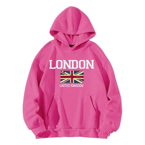 Sudadera para mujer de algodón de manga larga – Sudadera básica con capucha para mujer de gran tamaño – Sudadera de gran tamaño con texto Material Algodón Sudadera con cordón Oversize Jersey con