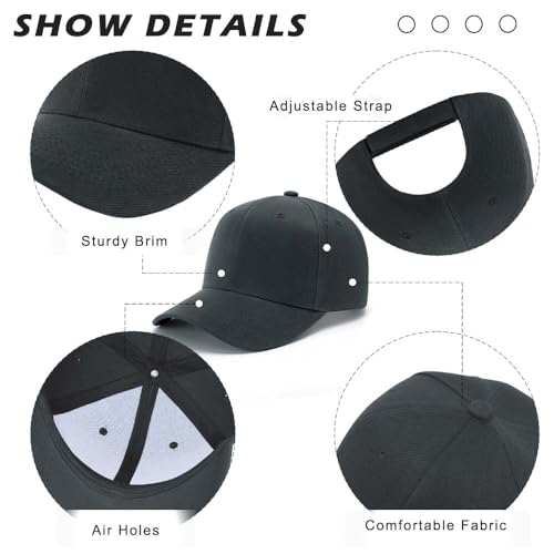 Image of ZH Plain Adjustable Baseball Cap - Lot of 12 Unisex Blank Design Caps