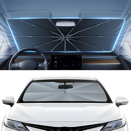 Image of Autorder Windshield Sun Shade Umbrella for 2018-2026 Toyota Camry Accessories,Upgraded Ice Crystal Material,Easy Setup Umbrella Sunshade for Car Windshield,100% Sun Blocking