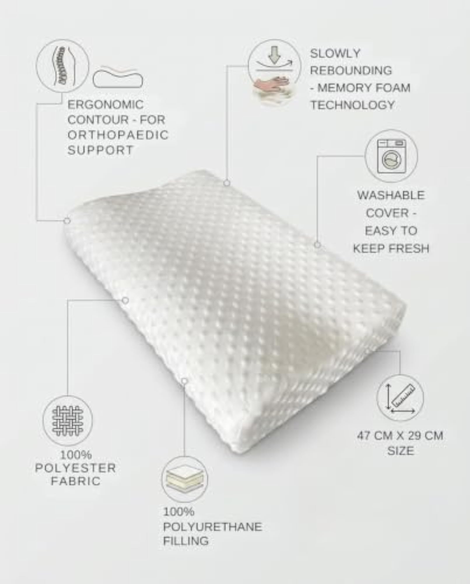 Kids Memory Foam Contour Neck Support Pillow 47x29 cm