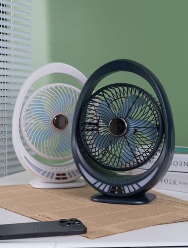 Image of 4000mAh High Speed ๐๐๐๐ก๐๐ซ๐ ๐๐๐๐ฅ๐ Table Fan for Home, ๐๐ฌ๐๐ข๐ฅ๐ฅ๐๐ญ๐ข๐ง๐ ๐๐๐ง with ๐๐๐ ๐๐ข๐ ๐ก๐ญ | ๐๐๐ ๐๐๐ซ๐ฌ๐จ๐ง๐๐ฅ Fan, ๐ ๐๐ฉ๐๐๐ (KO - Black)
