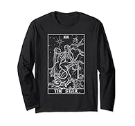 A siren is the centerpiece of this spooky rendition of the original tarot card The Star. Water pours from each container with her left passive hand representing the subconscious and her right assertive hand symbolizing the conscious A large star in t...