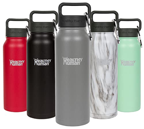 Healthy Human Stainless Steel Water Bottle | Double Walled Vacuum Insulated Water Thermos for Adults | Eco-Friendly Travel Bottles with Leak Proof Lid (Slate Gray, 21 oz/ 621 ML)