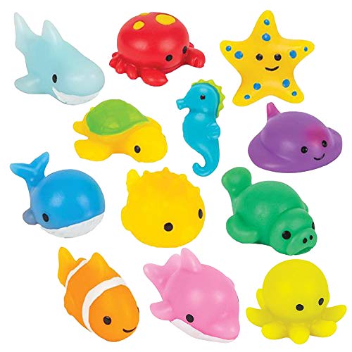 ArtCreativity Squishy Sea Life Animals, Set of 24, Soft and Gooey Aquatic Toys for Kids, Assorted Gummy Sea Creatures, Under-the-Sea Party Favors, Ocean Party Goody Bag Fillers for Boys & Girls
