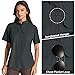 Womens Safari Hiking Sun Shirts UPF 50+ UV Sun Protection Quick Dry Lightweight Short Sleeve Button Shirts (5080 Black Grey L)