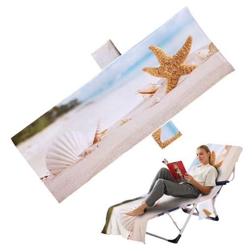 Housse de chaise longue avec poches drap de bain microfrais pour transat