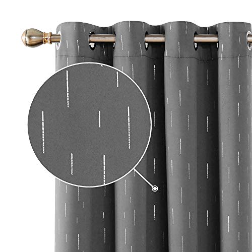 Deconovo Blackout Curtains Room Darkening Thermal Insulated Drapes Foil Print Line Patterns Grommet