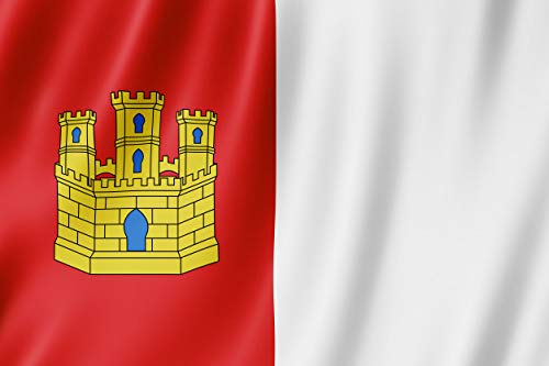 Oedim Pack 5 Banderas de Castilla La Mancha 85x150cm | Reforzada y con Pespuntes | Bandera de Castilla La Mancha con 2 Ojales Metálicos y Resistente al Agua