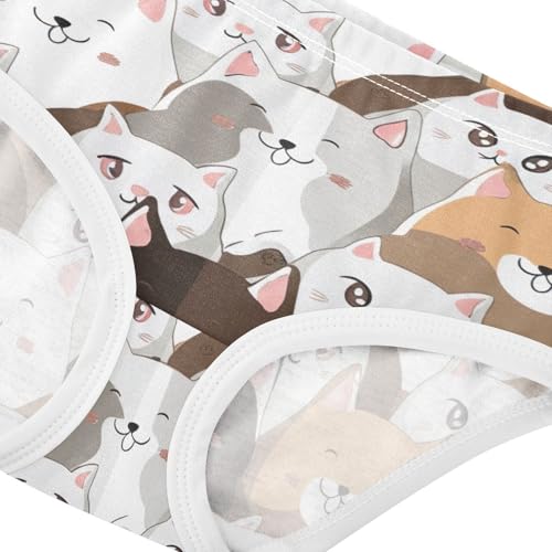 Cotton Girls Underwear Toddler Cute Cartoon Cat Faces Little Girl Panties Fun Briefs Underpants 2t4