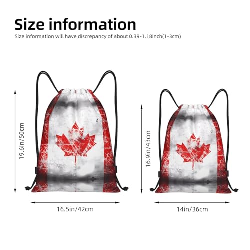 Small Drawstring Bag - Sport Retro Canada Flag Print Sackpack for Yoga, Dance, Travel, Hiking - Lightweight Storage4