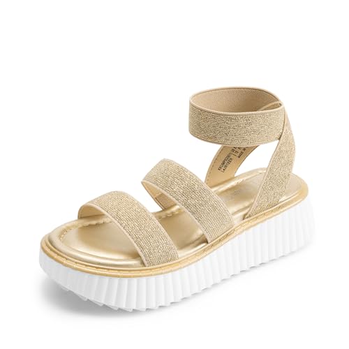 DREAM PAIRS Girls Flatform Wedge Open Toe Platform Summer Sandals with Buckle Ankle Strap for Little Kid/Big Kid
