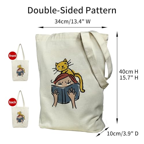 Image of itgowisa Canvas Tote Bag with Zipper Pocket, Travel Shopping Book Bag for Women, Gifts for Teachers, Nurses, Plant Lovers