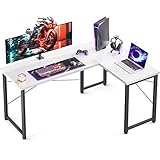 ODK Eckschreibtisch, L-förmiger Schreibtisch, Computertisch, Schreibtisch für Heimbüro Schreibarbeitsplatz, Eckschreibtisch Weiß, einfach zu montieren, 128×107cm