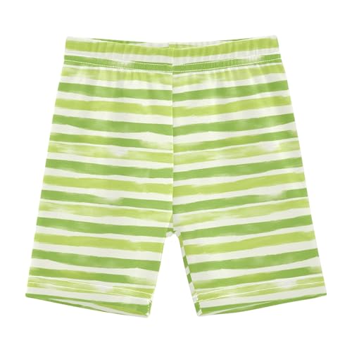 Light Green Stripe Girls Shorts Elastic Waist Sports Shorts Girls Leggings Pants for 4-10 Years